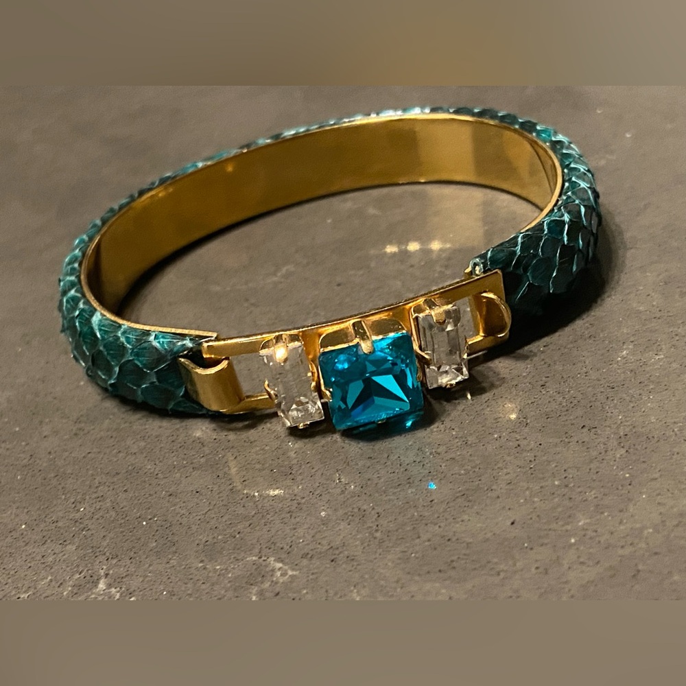 Beautiful Bangle with snake skin Made in Italy - Picture 3 of 9